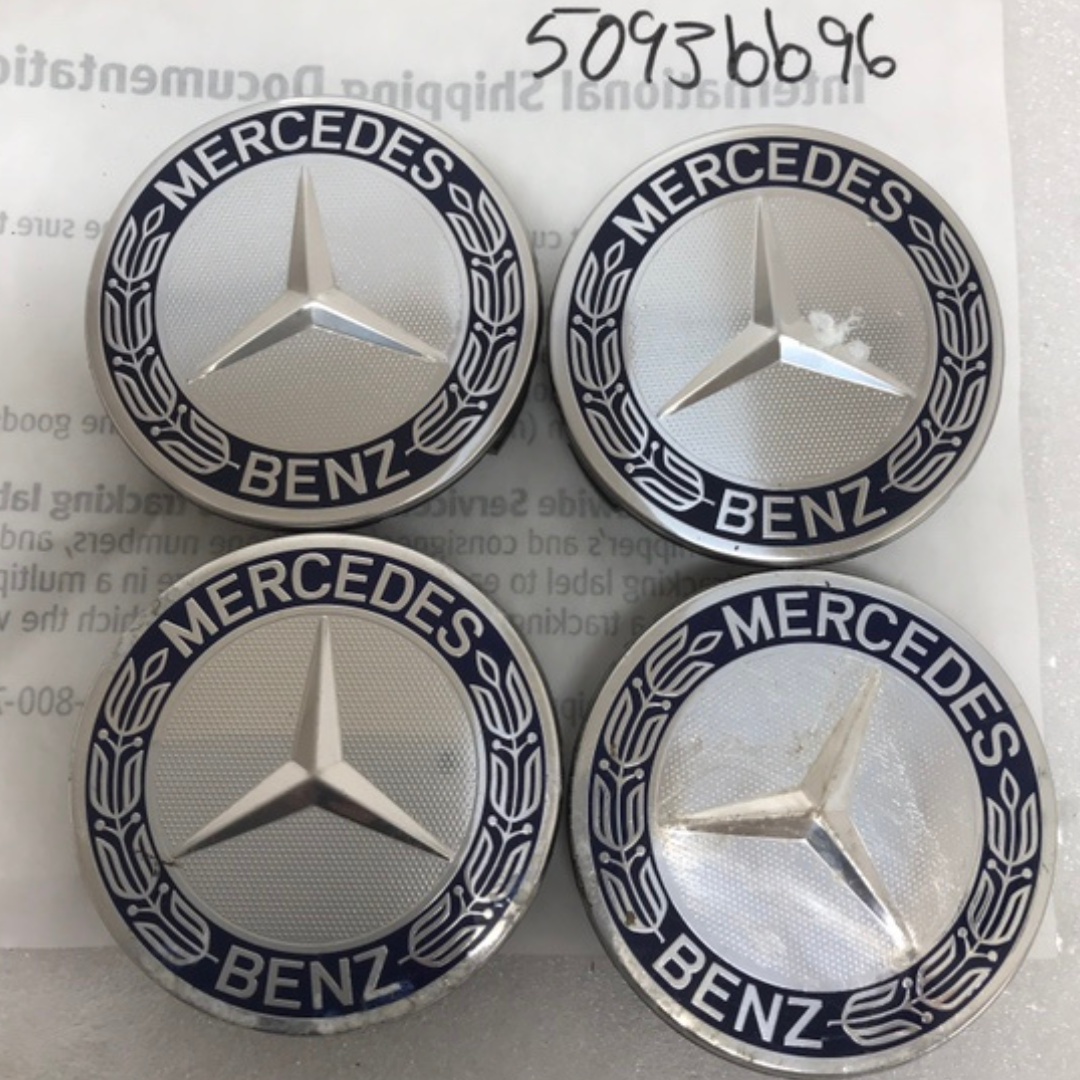 Set of 4 Mercedes 75MM Classic Dark Blue Wheel Center Hub Caps 5093bb96