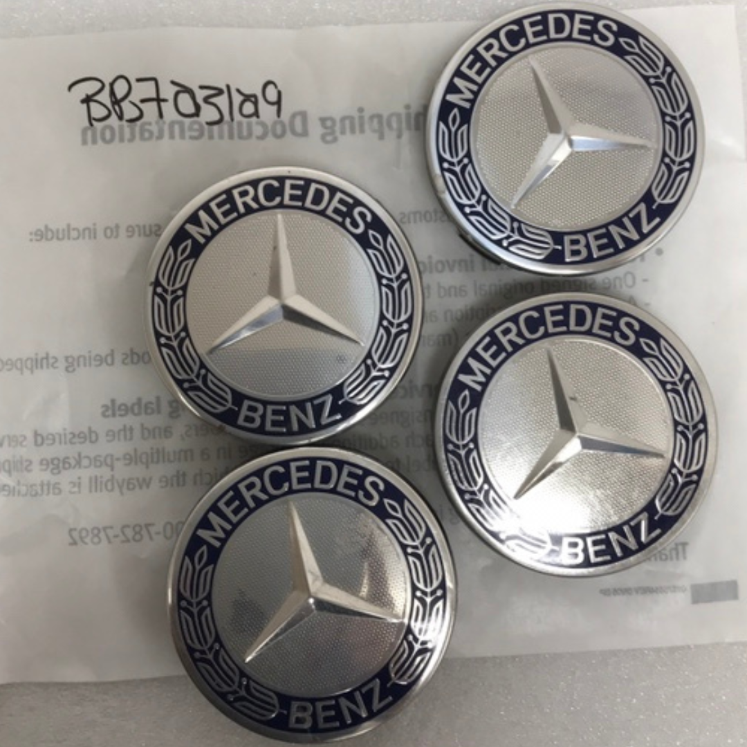 4PC Mercedes 75MM Classic Dark Blue Wheel Center Hub Caps AMG Wreath bb7a31a9