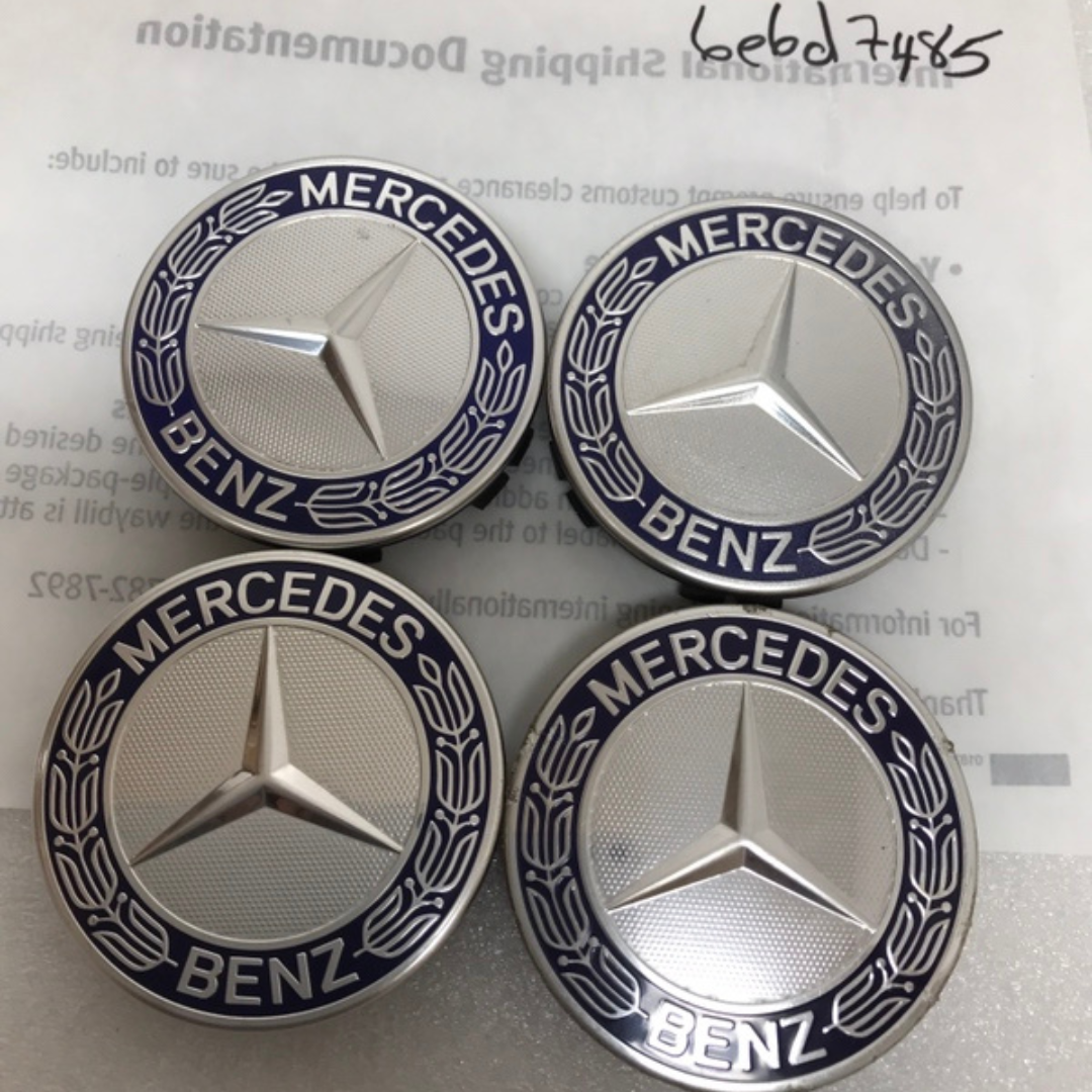 Set of 4 Mercedes 75MM Classic Dark Blue Wheel Center Hub Caps 6e6d7485