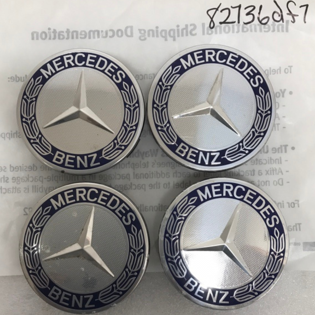 Set of 4 Mercedes 75MM Classic Dark Blue Wheel Center Hub Caps 82136df1