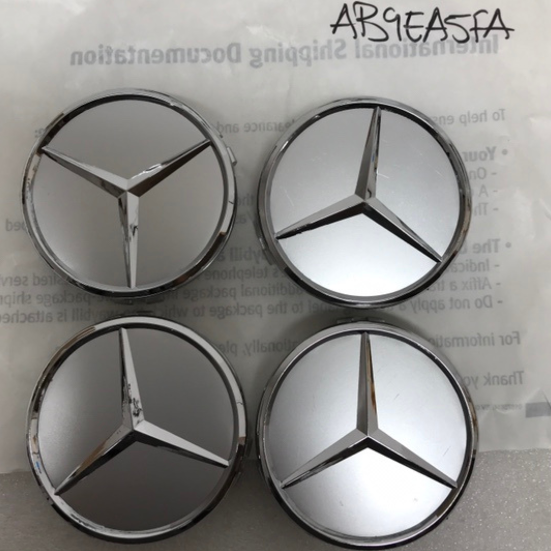 Set of 4 Mercedes-Benz Silver Wheel Center Hub Caps ab9ea5fa
