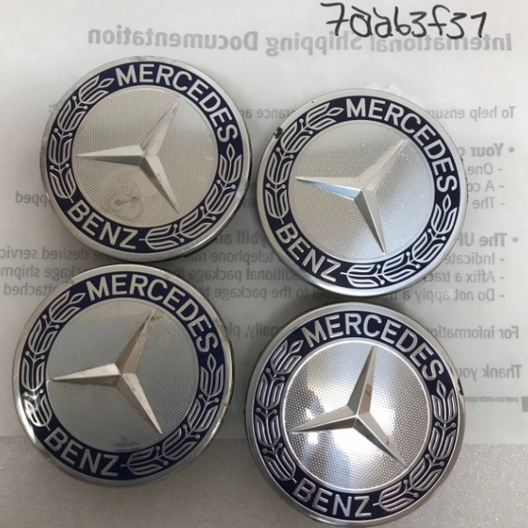 Set of 4 Mercedes 75MM Classic Dark Blue Wheel Center Hub Caps 7aa63f37