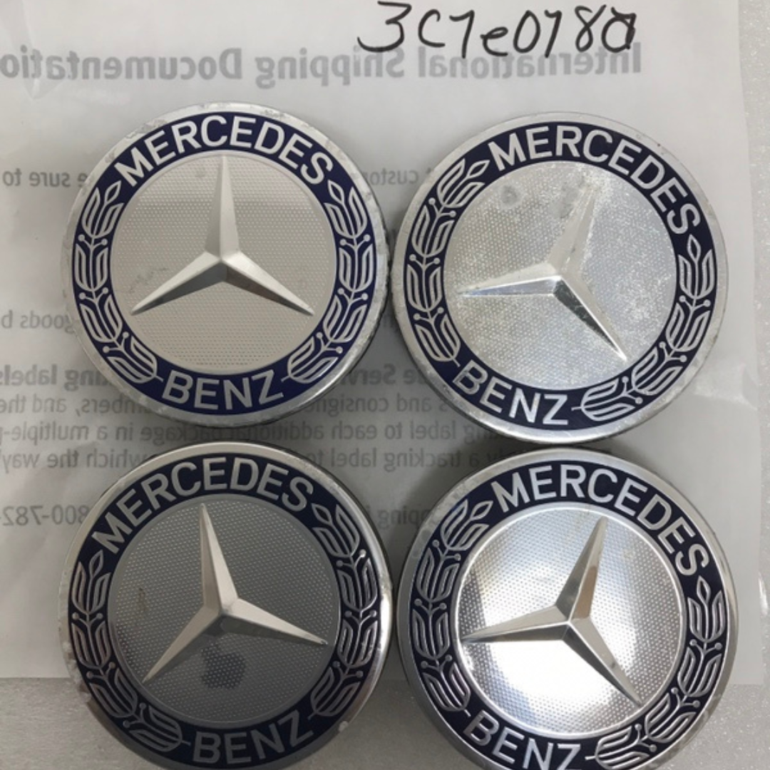 Set of 4 Mercedes 75MM Classic Dark Blue Wheel Center Hub Caps 3c1e018a