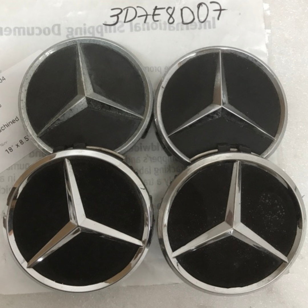 Set of 4 Mercedes-Benz Matte Black Wheel Center Hub Caps 3d7e8d07