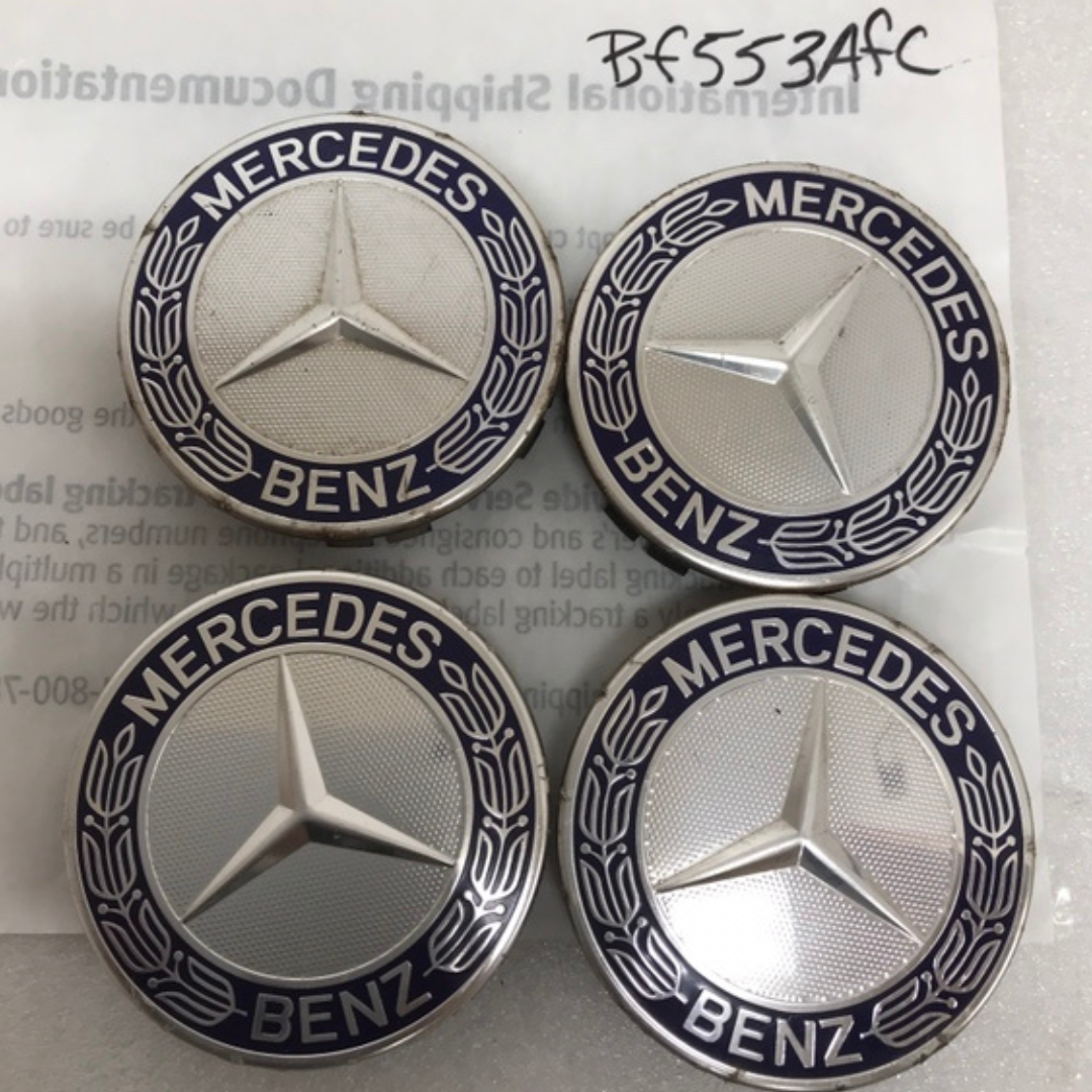 Set of 4 Mercedes 75MM Classic Dark Blue Wheel Center Hub Caps bf553afc