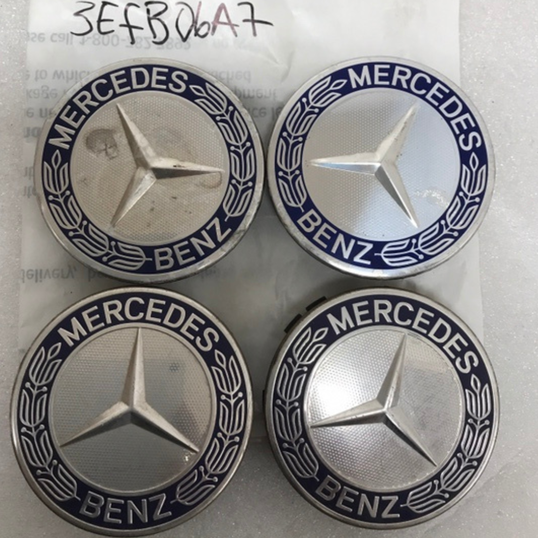 Set of 4 Mercedes Classic Dark Blue Wheel Center Hub Caps AMG Wreath 3efb06a7