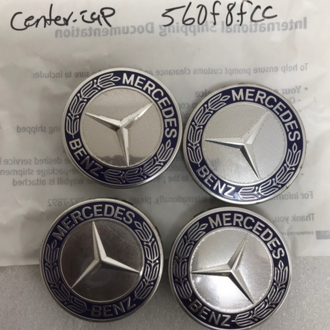 Set of 4 Mercedes 75MM Classic Dark Blue Wheel Center Hub Caps 560f8fcc