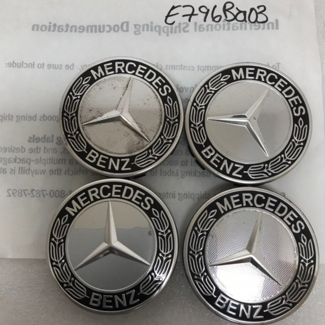 Set of 4 Mercedes 75MM Classic Dark Blue Wheel Center Hub Caps e796ba03