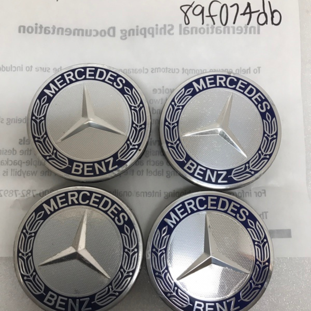 Set of 4 Mercedes 75MM Classic Dark Blue Wheel Center Hub Caps 89f014db