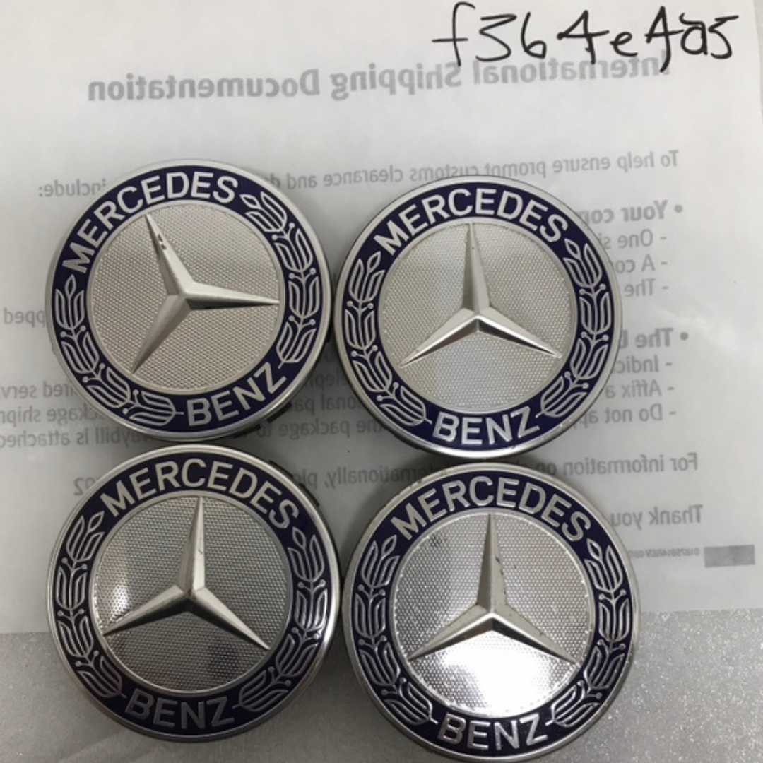 Set of 4 Mercedes 75MM Classic Dark Blue Wheel Center Hub Caps f364e4a5