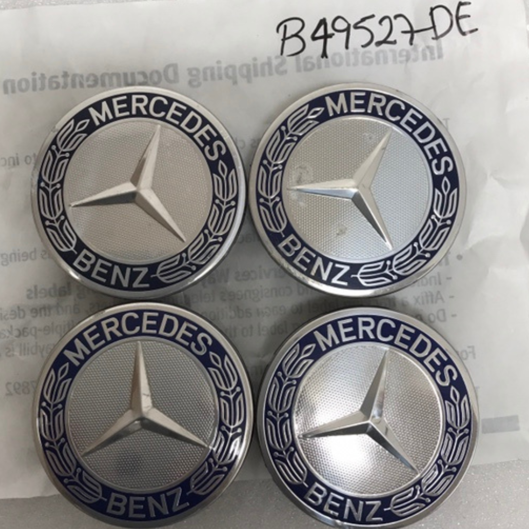 Set of 4 Mercedes 75MM Classic Dark Blue Wheel Center Hub Caps AMG b49527de