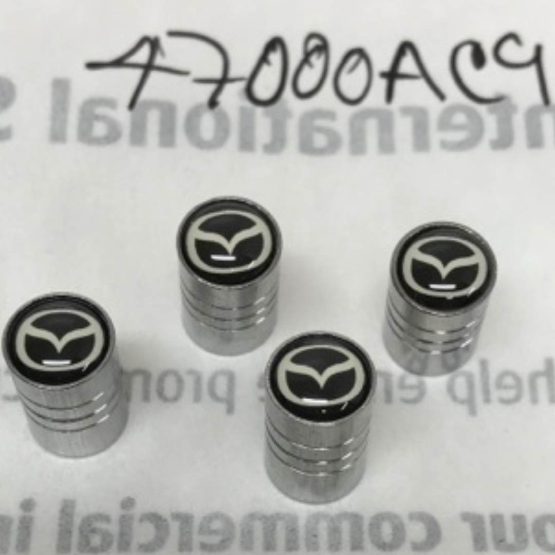 Set of 4 Universal Mazda Silver Wheel Stem Air Valve Caps 47000ac9
