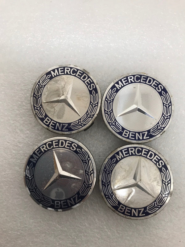 Set of 4 Mercedes 75MM Dark Blue Wheel Center Caps AMG A1714000025 7b01e59a