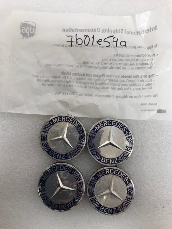 Set of 4 Mercedes 75MM Dark Blue Wheel Center Caps AMG A1714000025 7b01e59a