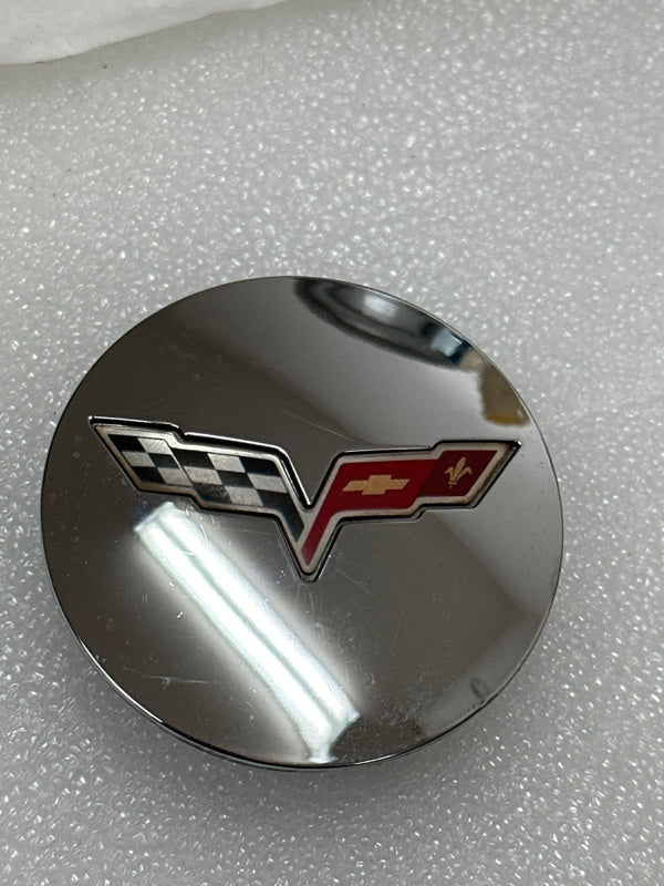 Set Of 4 Chevrolet Corvette Wheel Hub Center Cap GM Silver Flag Logo OEM