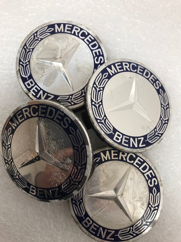 Set of 4 Mercedes 75MM Dark Blue Wheel Center Caps AMG A1714000025 7b01e59a