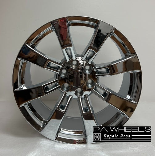 CADILLAC ESCALADE, ESCALADE ESV, ESCALADE EXT 2009 2010 2011 2012 2013 2014 22 INCH ALLOY RIM WHEEL FACTORY OEM 5409 88965249 Manufacturer Part Number: 88965249 Hollander Number: 5409 Condition: "This is used wheel and may have some cosmetic imperfections, please ask for the actual picture" Finish: CHROME Size: 22" x 9" Bolts: 6x5.5 Offset: 31mm Position: UNIVERSAL