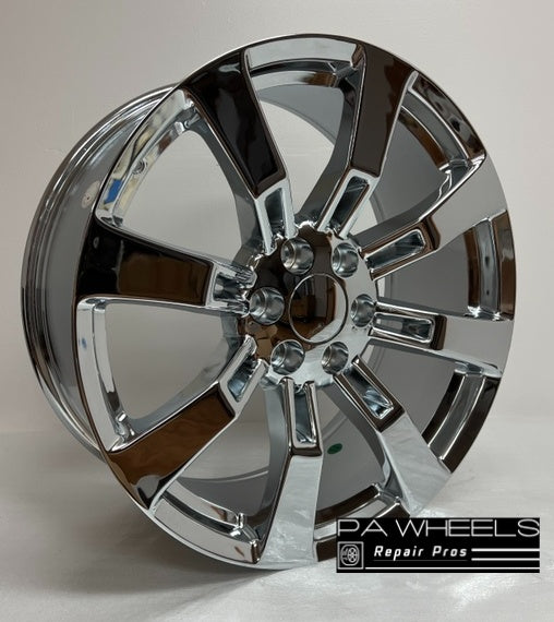 CADILLAC ESCALADE, ESCALADE ESV, ESCALADE EXT 2009 2010 2011 2012 2013 2014 22 INCH ALLOY RIM WHEEL FACTORY OEM 5409 88965249 Manufacturer Part Number: 88965249 Hollander Number: 5409 Condition: "This is used wheel and may have some cosmetic imperfections, please ask for the actual picture" Finish: CHROME Size: 22" x 9" Bolts: 6x5.5 Offset: 31mm Position: UNIVERSAL