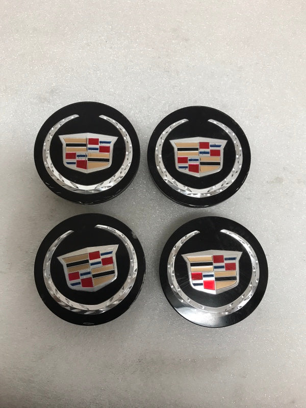 Set of 4 Cadillac ATS CTS CTS-V DTS STS SRX black center cap 9597375 4d3c9901