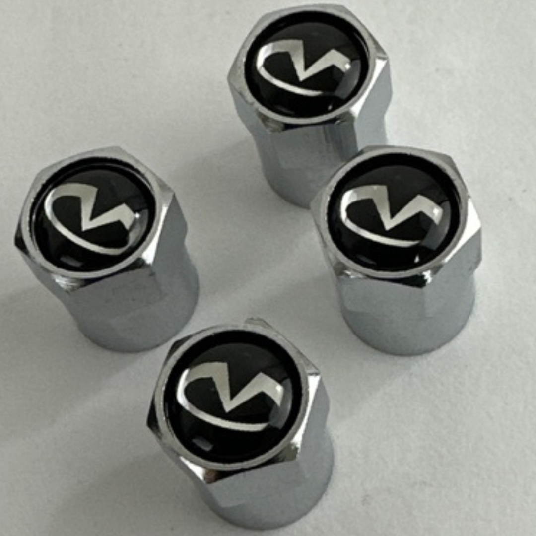 Set of 4 Universal Infiniti Silver Wheel Stem Air Valve Caps d3debc64