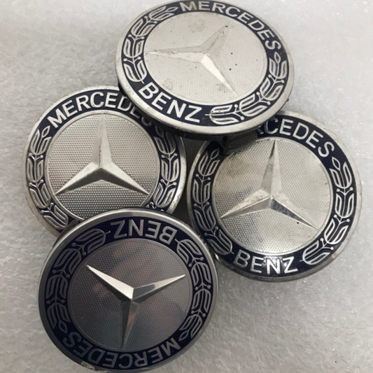Set of 4 Mercedes 75MM Classic Dark Blue Wheel Center Caps AMG Wreath 46259a2e