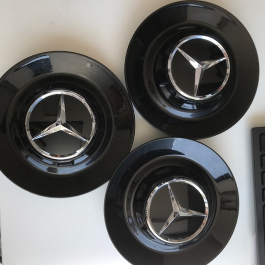 Set of 3 Mercedes Benz OEM Genuine Black Wheel Center Caps 2b2a0969 A0004001100