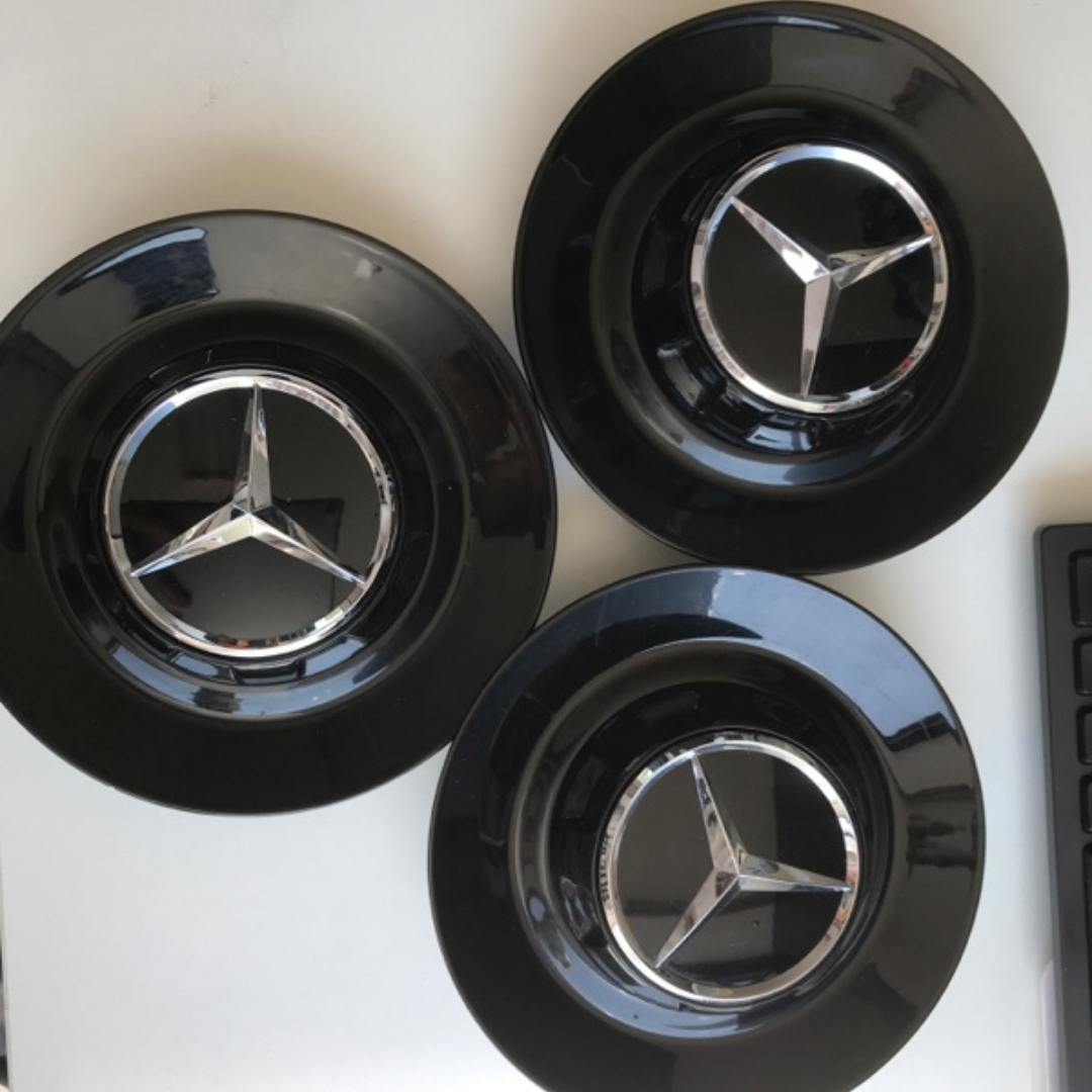 Set of 3 Mercedes Benz OEM Genuine Black Wheel Center Caps 2b2a0969 A0004001100