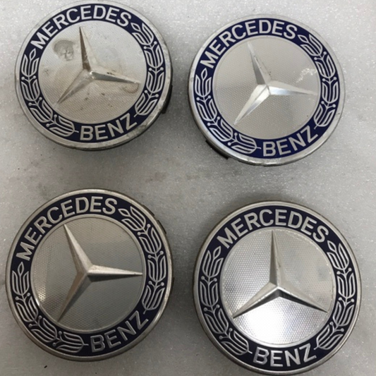 Set of 4 Mercedes  Classic Dark Blue Wheel Center Hub Caps AMG Wreath 3efb06a7