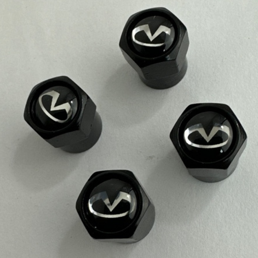 Set of 4 Universal Infiniti Black Wheel Stem Air Valve Caps d3debc64B