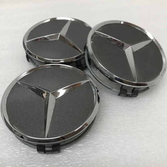SET OF 3 BLACK Mercedes-Benz Wheel Center Cap 75mm A2204000125 a8362fe1