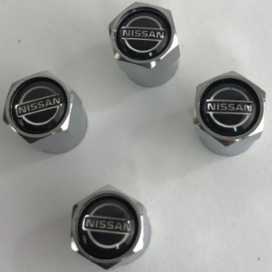 Set of 4 Universal Nissan Silver Wheel Stem Air Valve Caps d72ac3e6