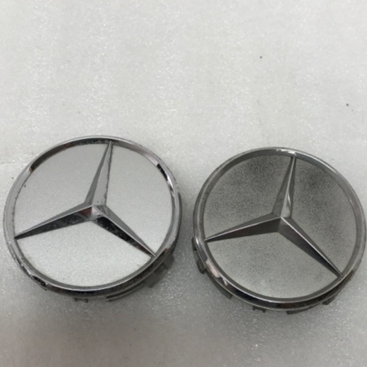 Set of 2 Mercedes-Benz Silver Wheel Center Hub Caps 75mm c54b183b