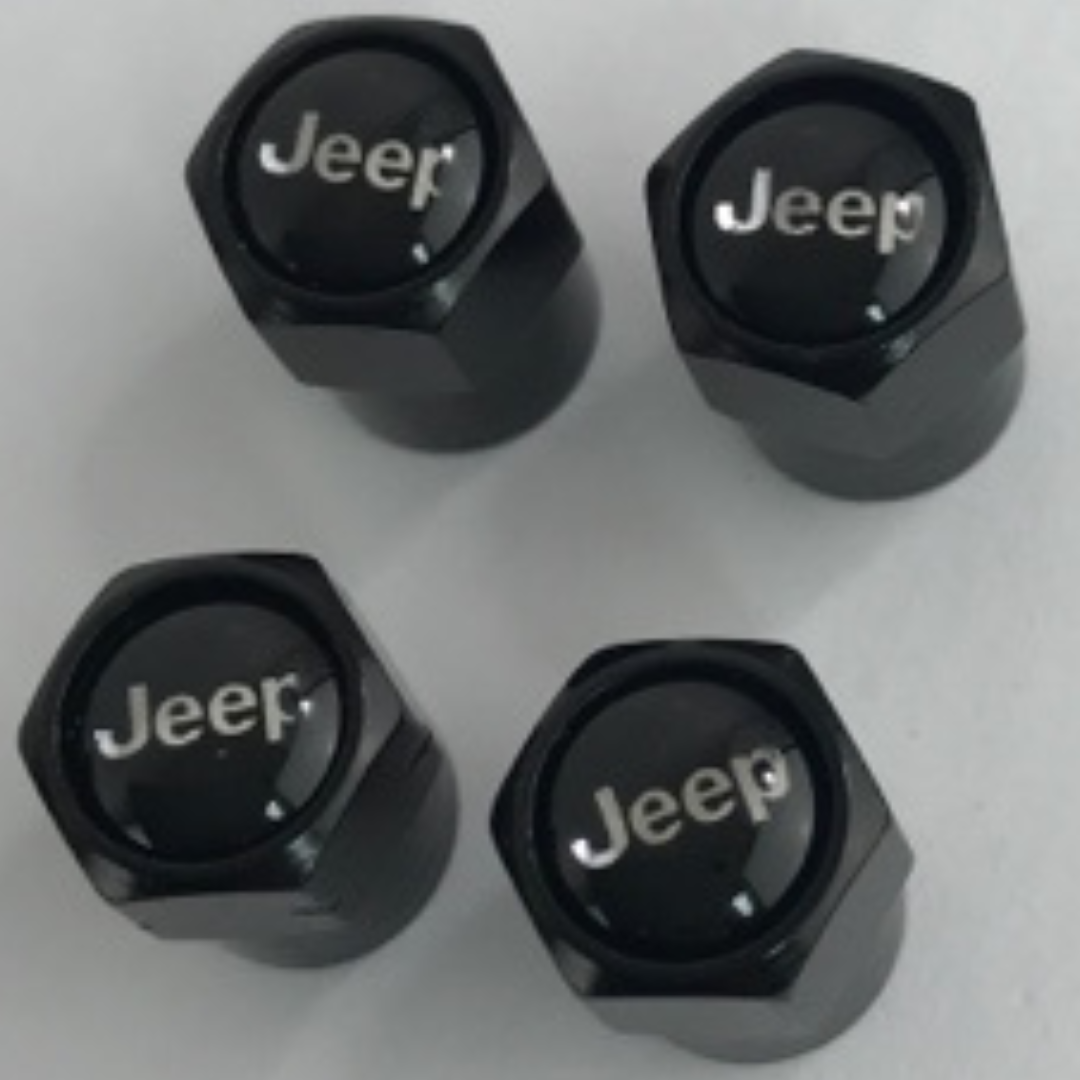 Set of 4 Universal Jeep Black Wheel Stem Air Valve Caps 058edb6f