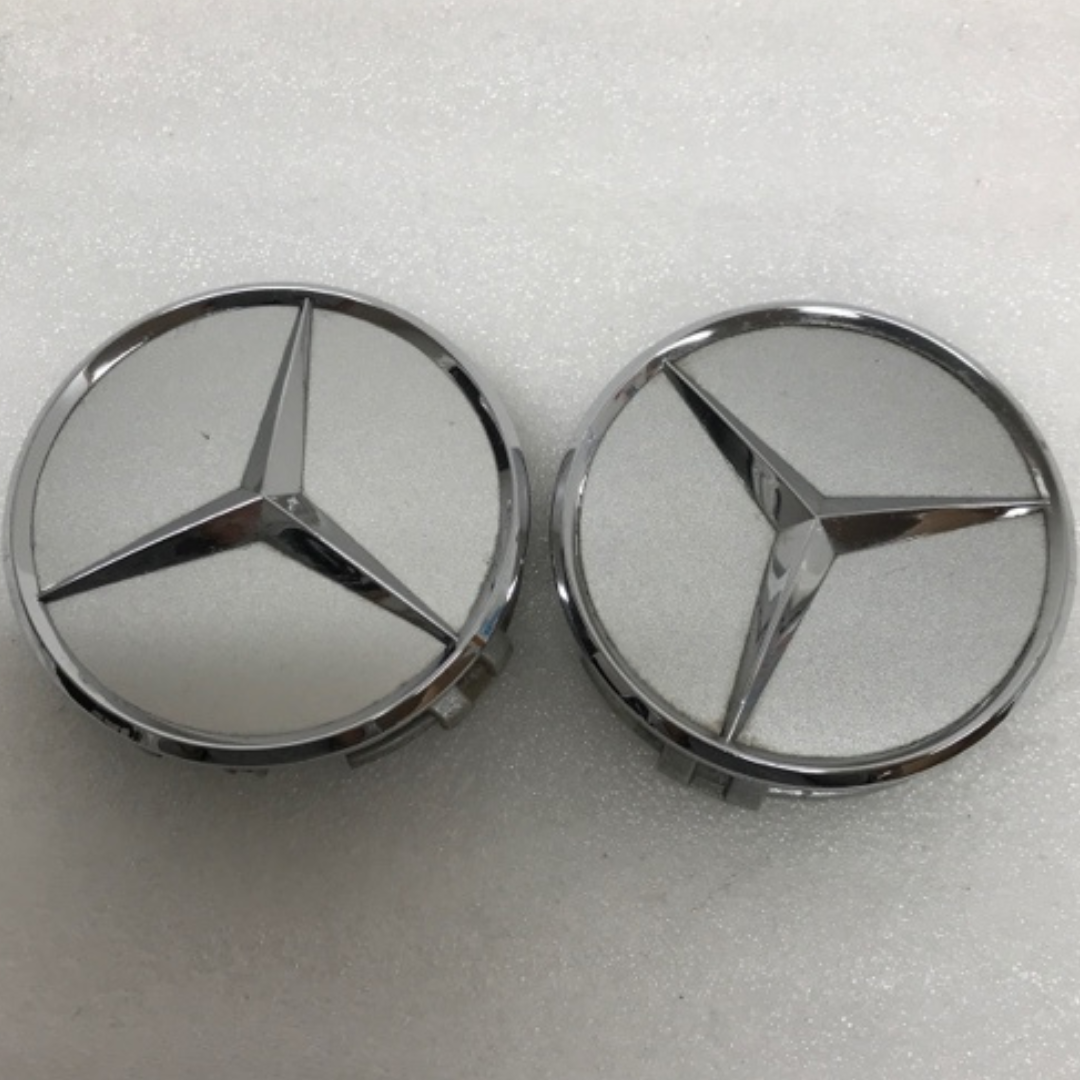SET OF 2 Mercedes Benz SILVER Center Caps 2204000125 75 MM 365def1d