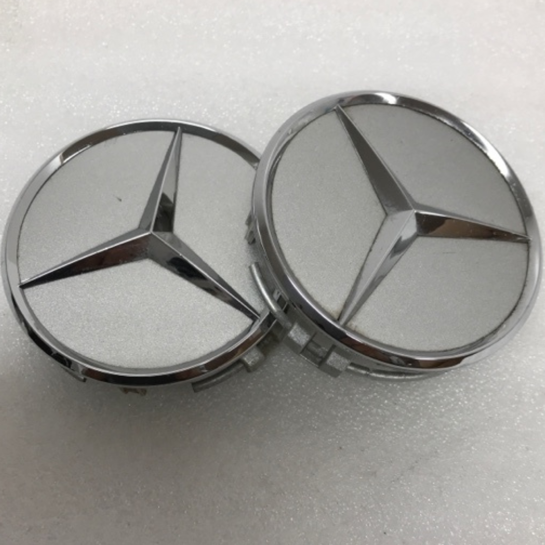 SET OF 2 Mercedes Benz SILVER Center Caps 2204000125 75 MM 365def1d