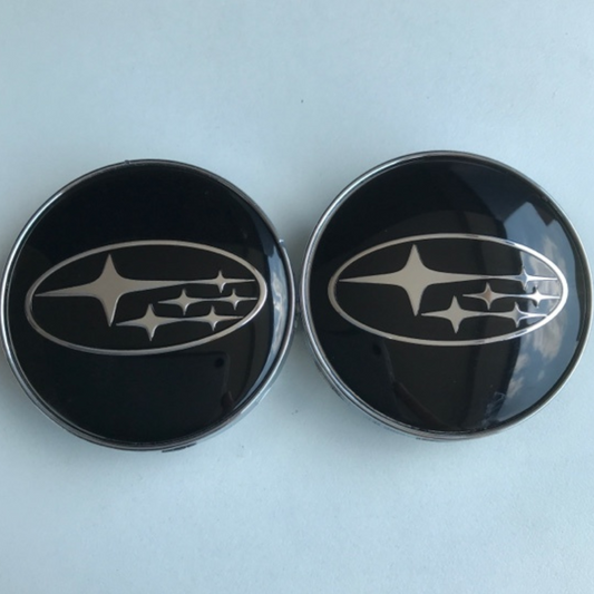 SET OF 2 Subaru Wheel Center Cap Black ce6db6d1