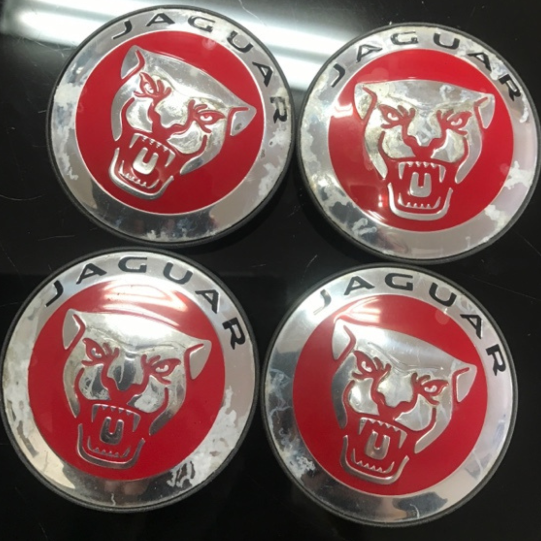 Set of 4 Jaguar Center Cap AW9M-1A096-AA Red Logo 86d2a4af