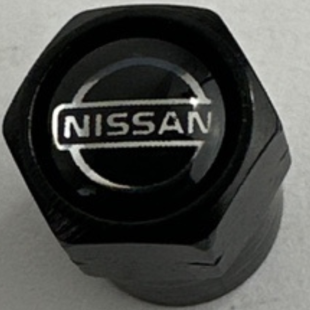 Set of 4 Universal Nissan Black Wheel Stem Air Valve Caps cc07997d