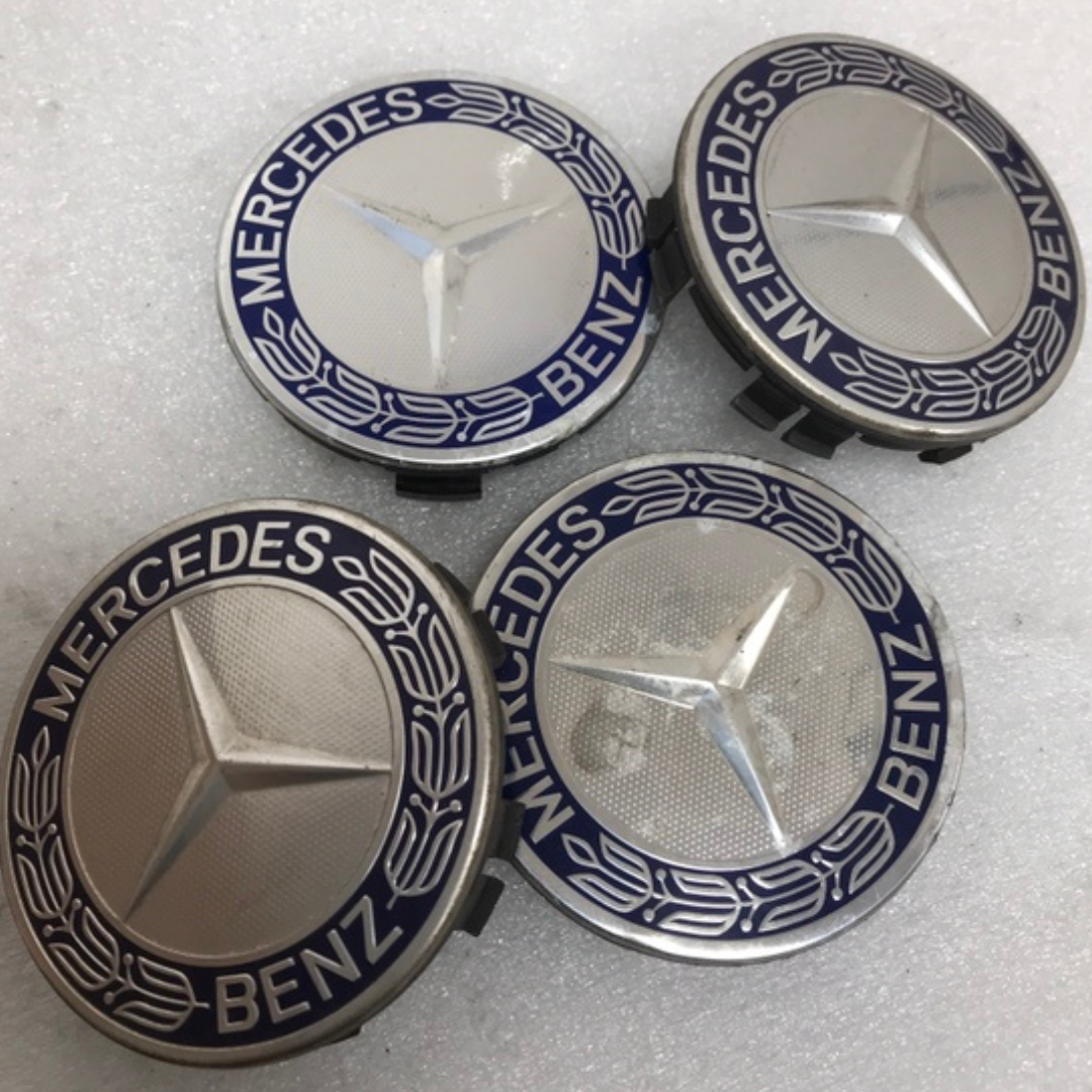 Set of 4 Mercedes  Classic Dark Blue Wheel Center Hub Caps AMG Wreath 3efb06a7