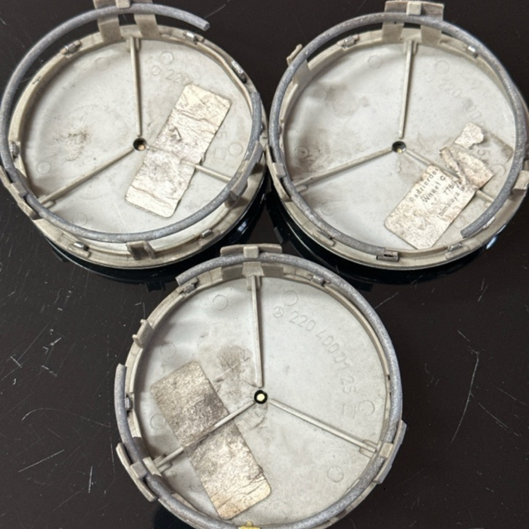 Set of 3 Mercedes-Benz Black Wheel Center Cap 75MM 2204000125 7303136e