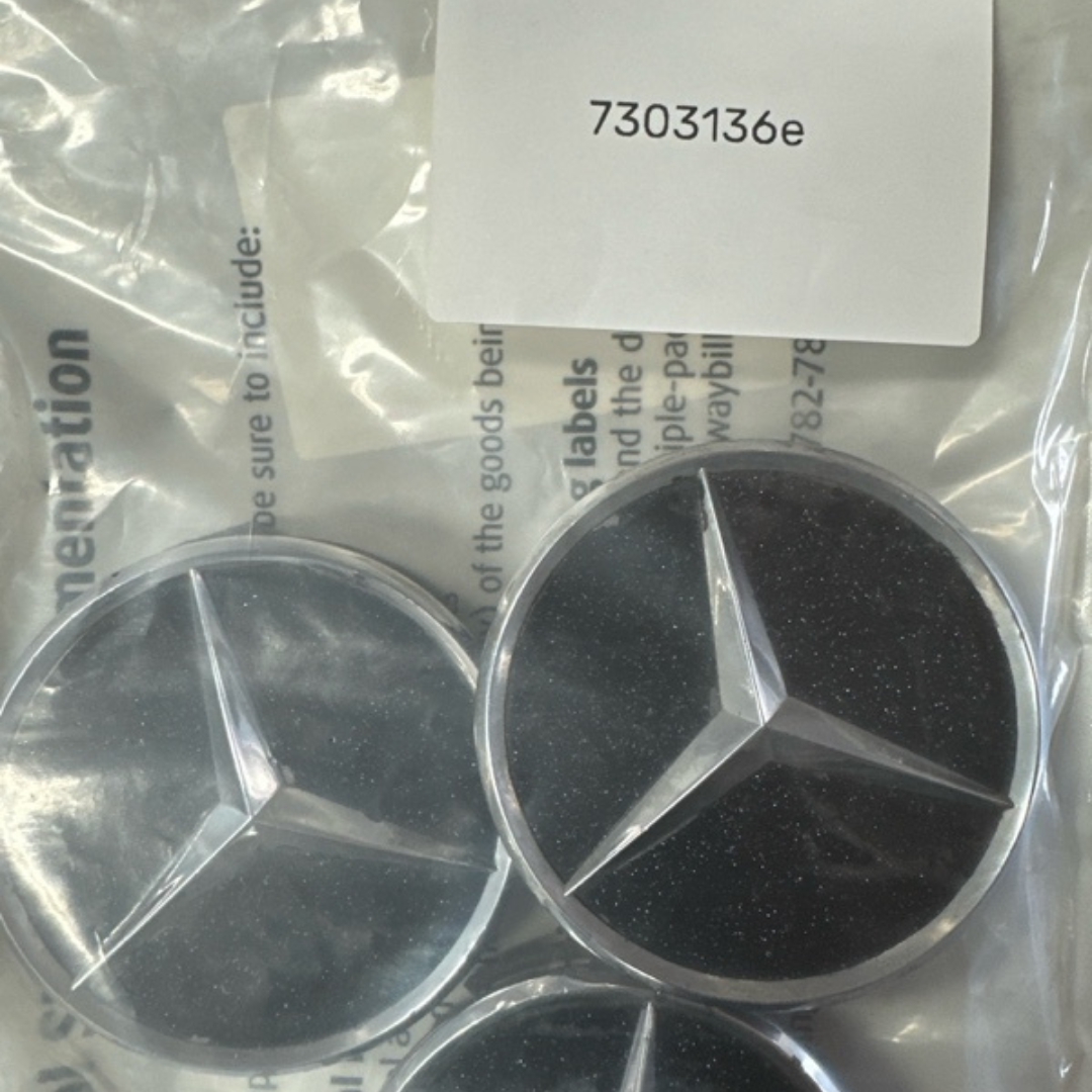 Set of 3 Mercedes-Benz Black Wheel Center Cap 75MM 2204000125 7303136e