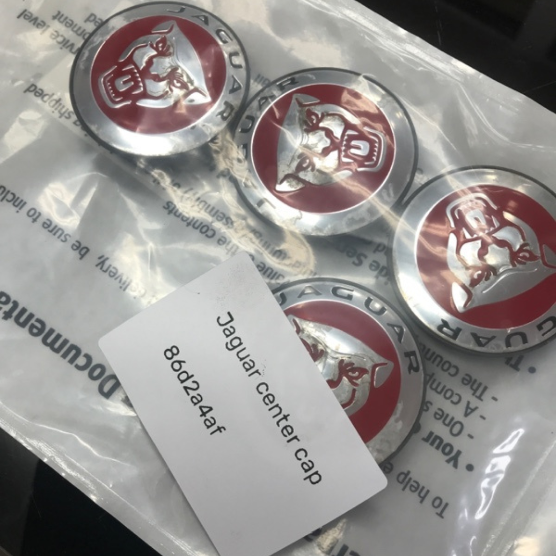 Set of 4 Jaguar Center Cap AW9M-1A096-AA Red Logo 86d2a4af