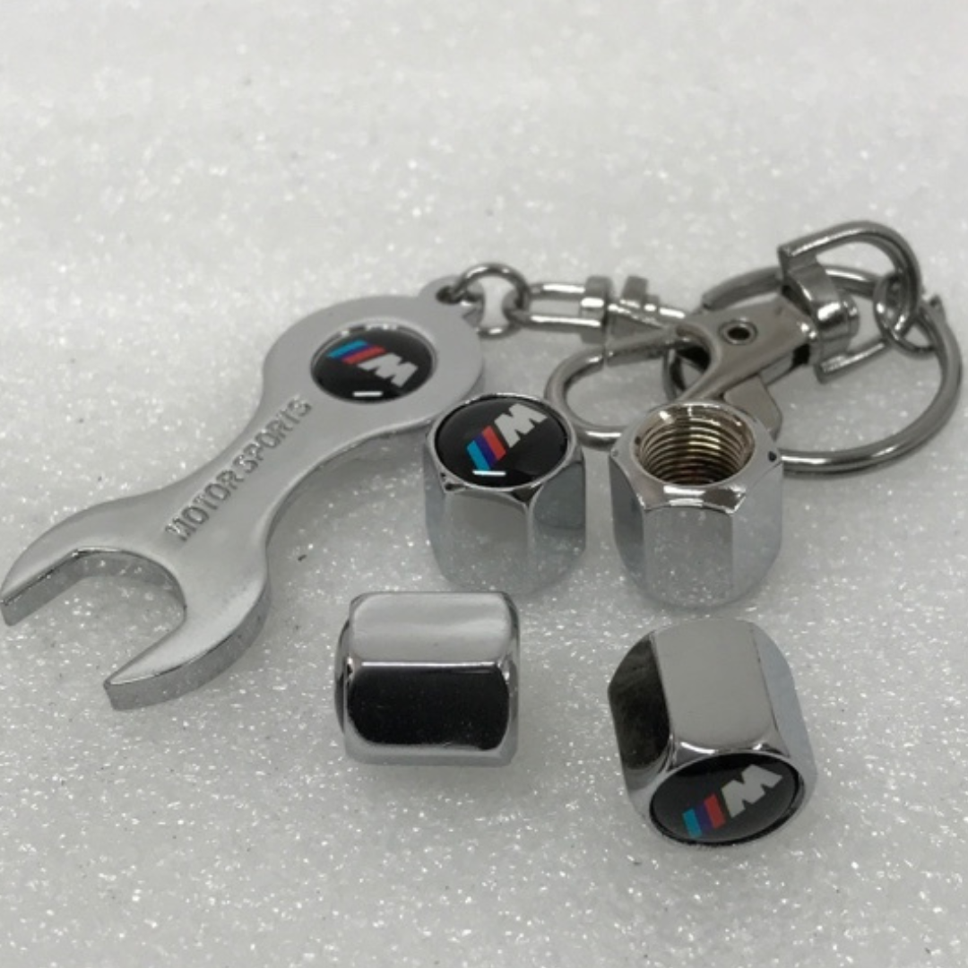 Set of 4 Motorsports BMW Tire Stem Valve Cap With Key 98ba4f67