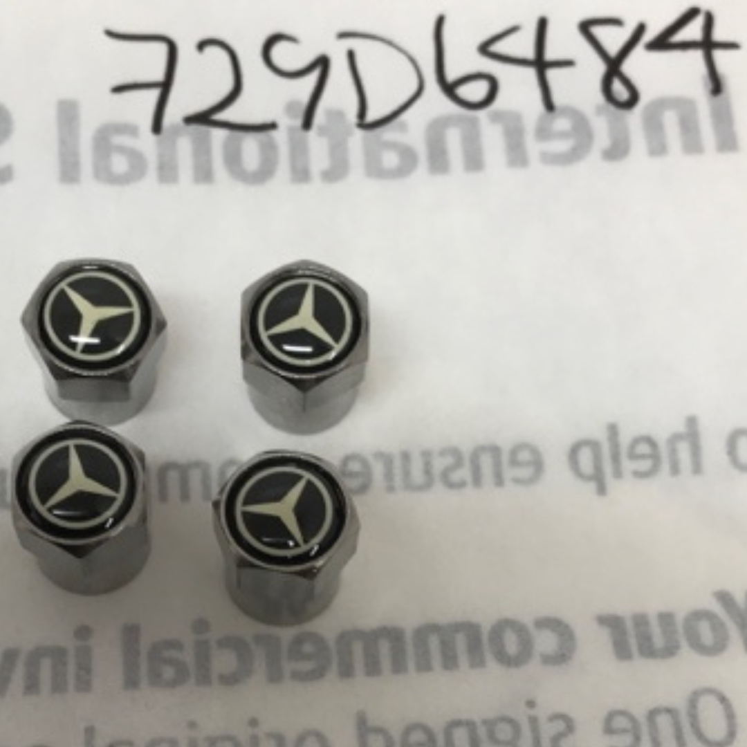 Set of 4 Mercedes Tire Valve Stem Caps For Car 729d6484