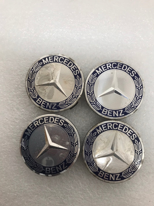 4PC Mercedes 75MM Classic Dark Blue Wheel Center Caps AMG Wreath 7b01e59a