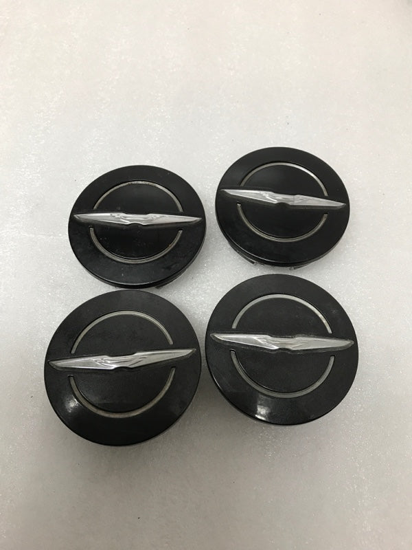 Set (4)* Satin Black with Chrome logo Chrysler wheel center cap. #1LB74TRMAB 61698