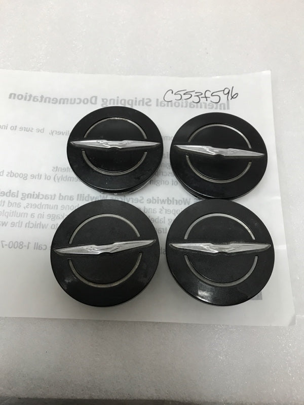 Set (4)* Satin Black with Chrome logo Chrysler wheel center cap. #1LB74TRMAB 61698