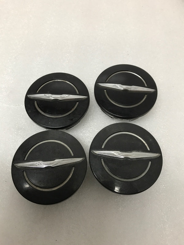 Set (4)* Satin Black with Chrome logo Chrysler wheel center cap. #1LB74TRMAB 61698