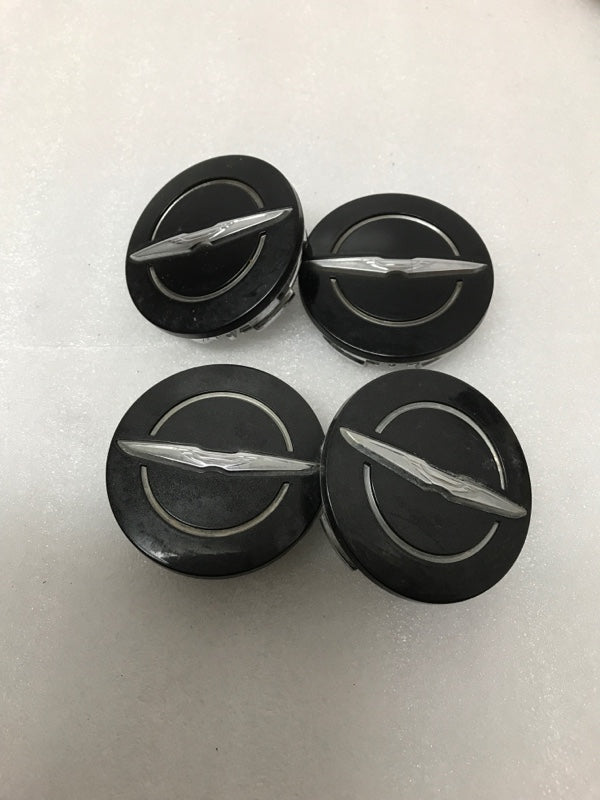Set (4)* Satin Black with Chrome logo Chrysler wheel center cap. #1LB74TRMAB 61698