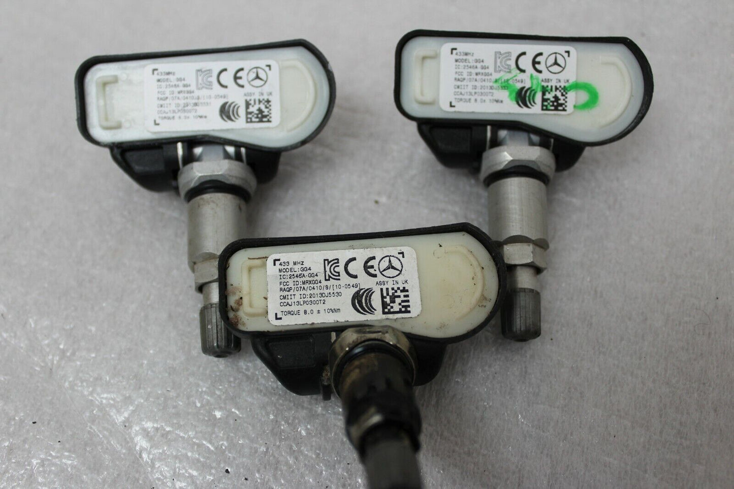 SET OF 3 GENUINE  MODEL GG4 MERCEDES TIRE PRESSURE SENSORS TPMS 433MHz